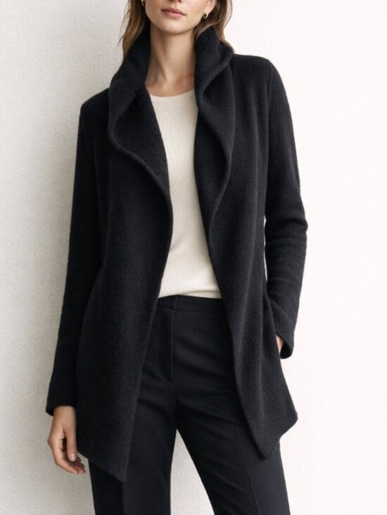 Vince Sweaters - VINCE Black Hooded Cashmere Wool Alpaca Soft Open Relaxed Fit Cardigan Small